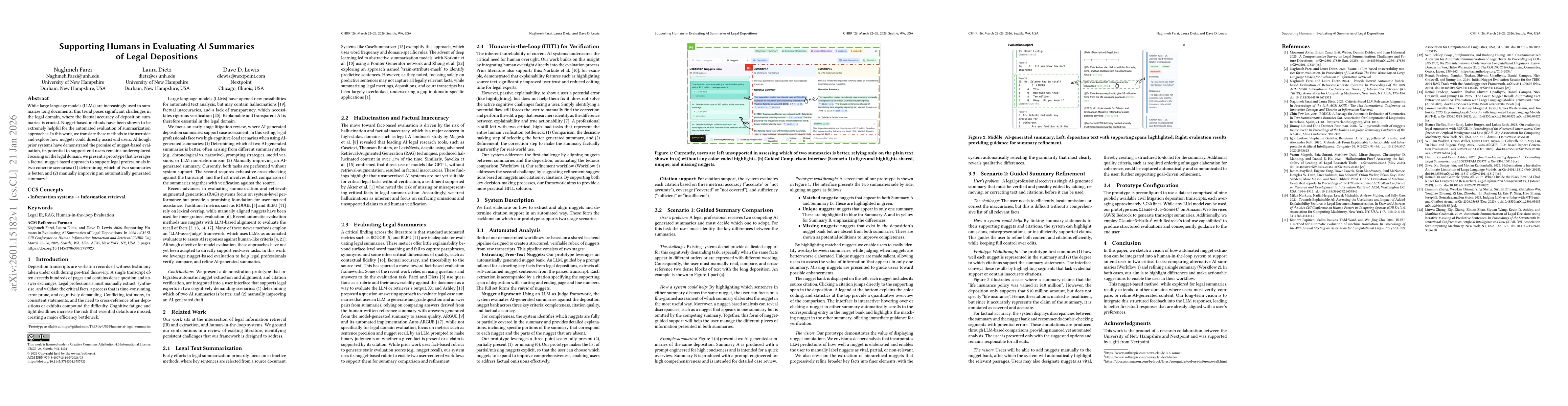Thumbnail for Supporting Humans in Evaluating AI Summaries of Legal Depositions