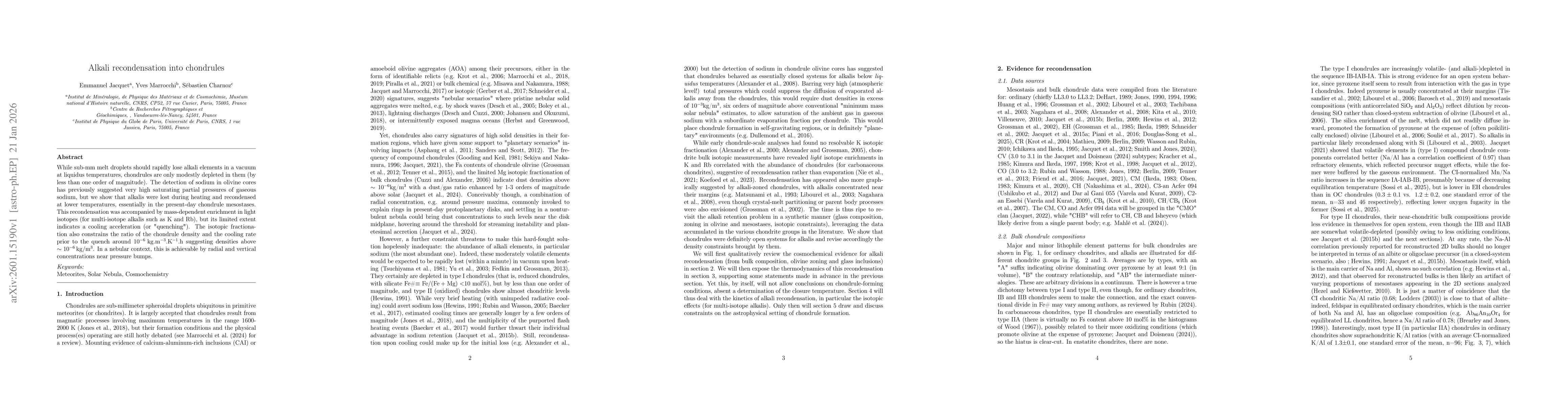 Thumbnail for Alkali recondensation into chondrules