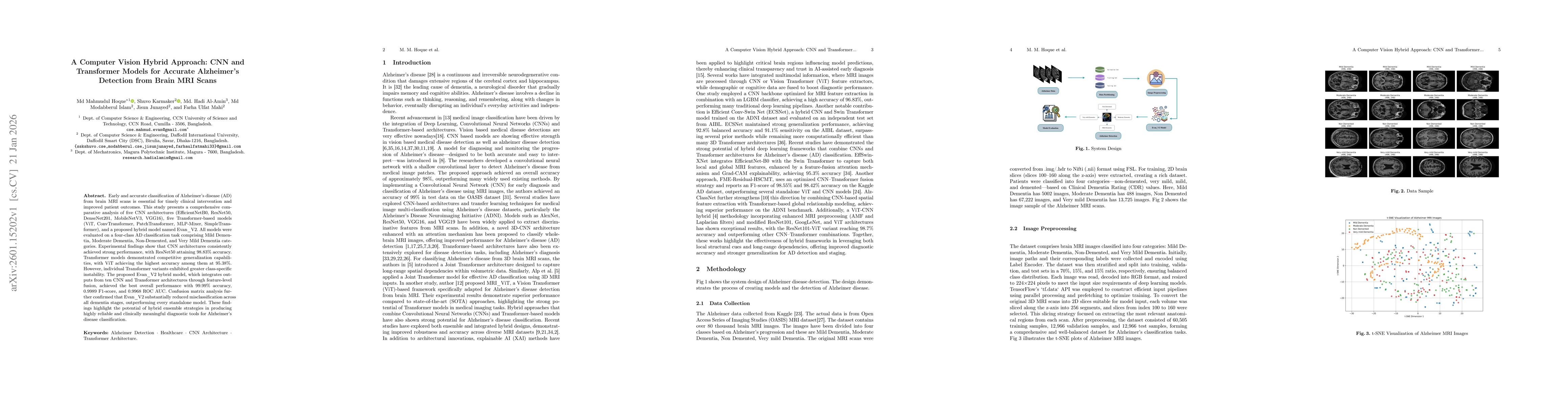 Thumbnail for A Computer Vision Hybrid Approach: CNN and Transformer Models for Accurate Alzheimer's Detection from Brain MRI Scans
