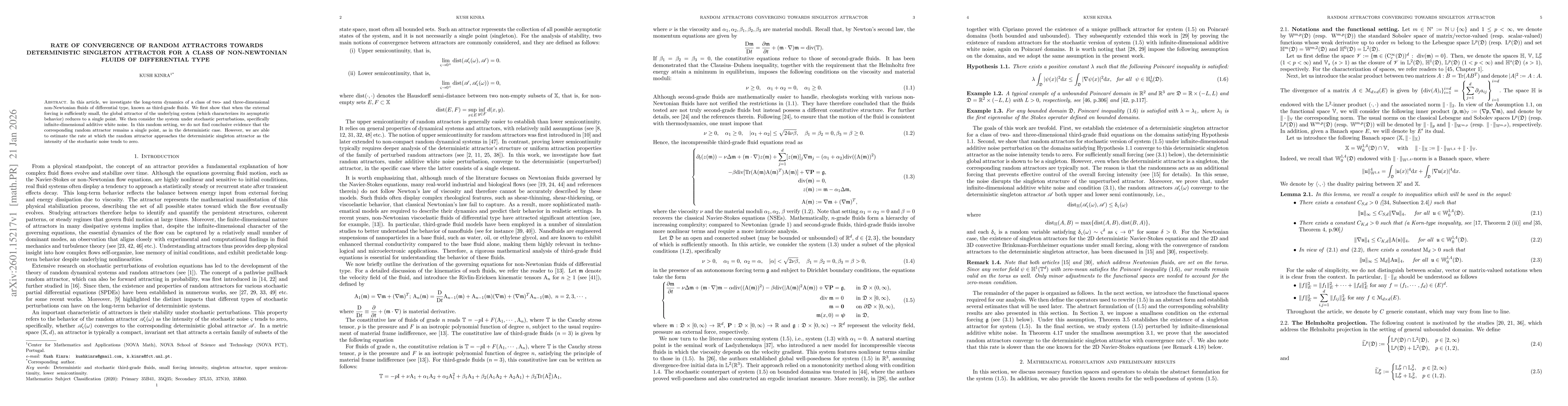 Thumbnail for Rate of convergence of random attractors towards deterministic singleton attractor for a class of non-Newtonian fluids of differential type