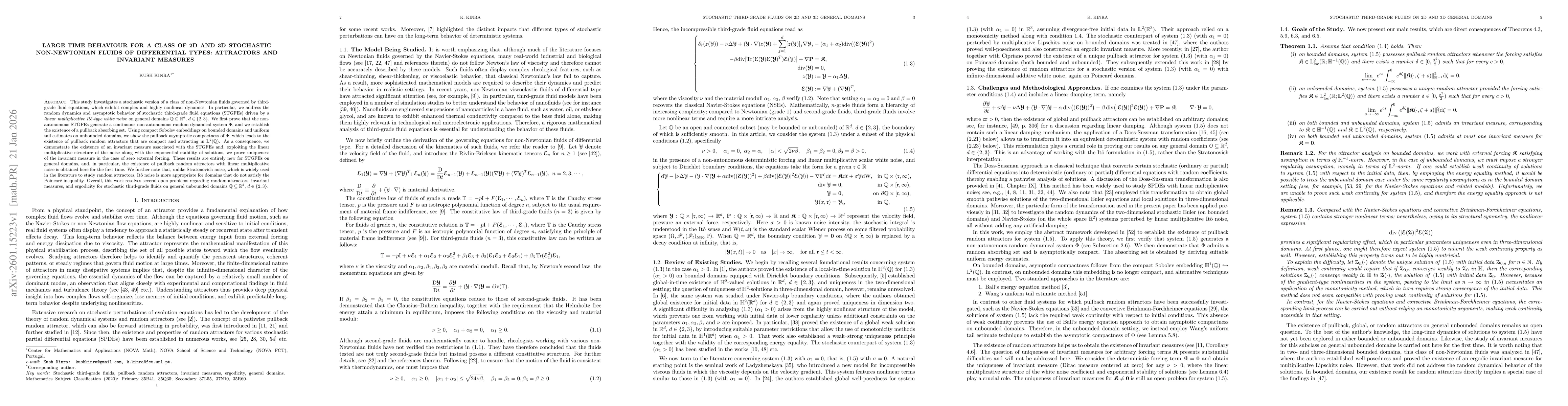 Thumbnail for Large time behaviour for a class of 2D and 3D stochastic non-Newtonian fluids of differential types: Attractors and invariant measures
