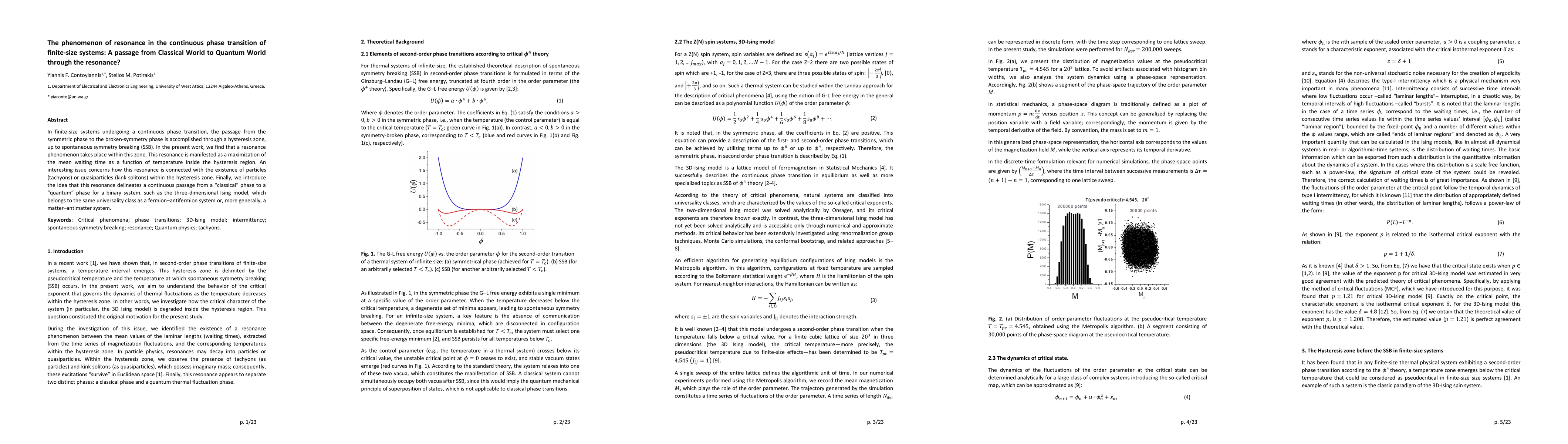 Thumbnail for The phenomenon of resonance in the continuous phase transition of finite-size systems: A passage from Classical World to Quantum World through the resonance?
