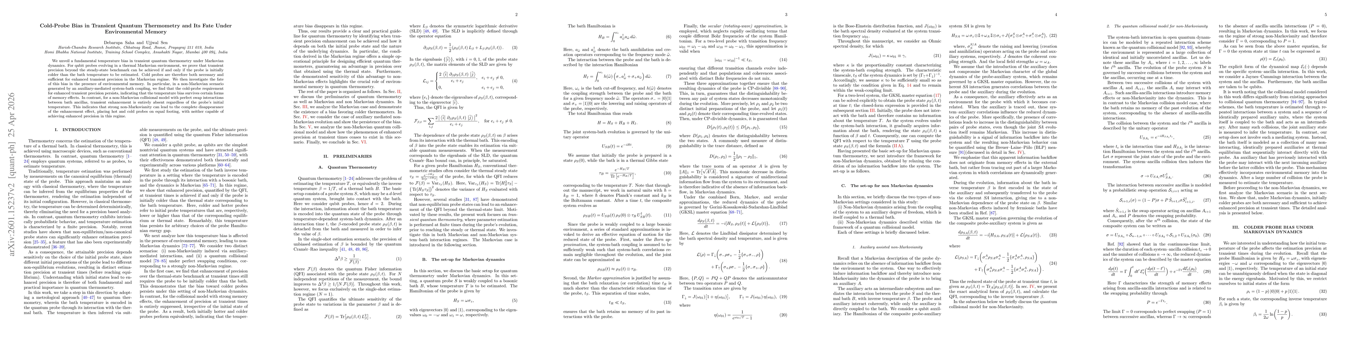 Thumbnail for Precision Enhancement in Transient Quantum Thermometry:Cold-Probe Bias and Its Removal