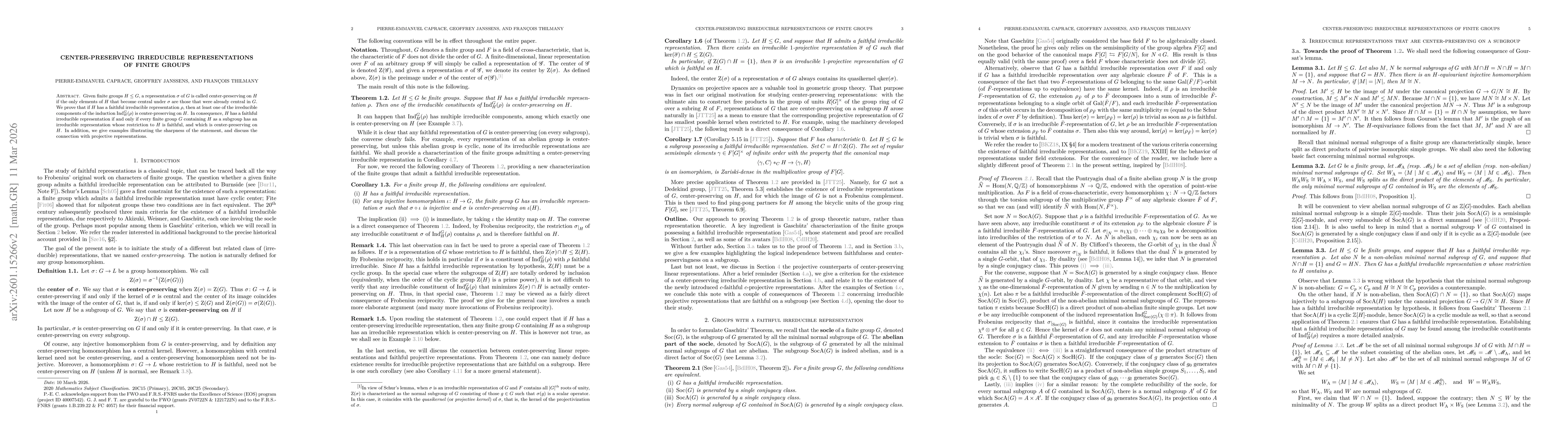 Thumbnail for Center-preserving irreducible representations of finite groups