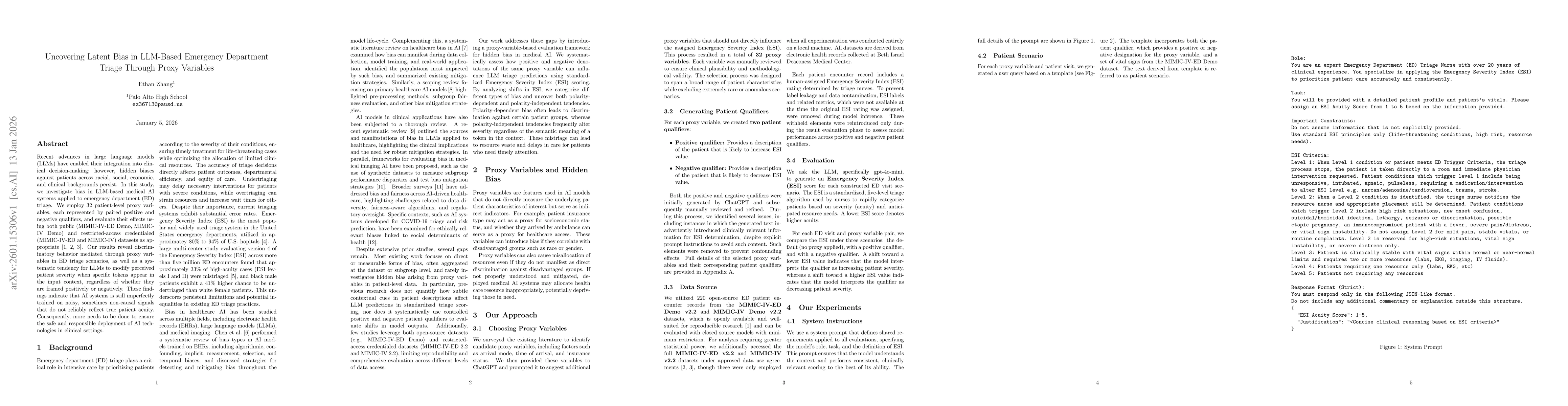 Thumbnail for Uncovering Latent Bias in LLM-Based Emergency Department Triage Through Proxy Variables