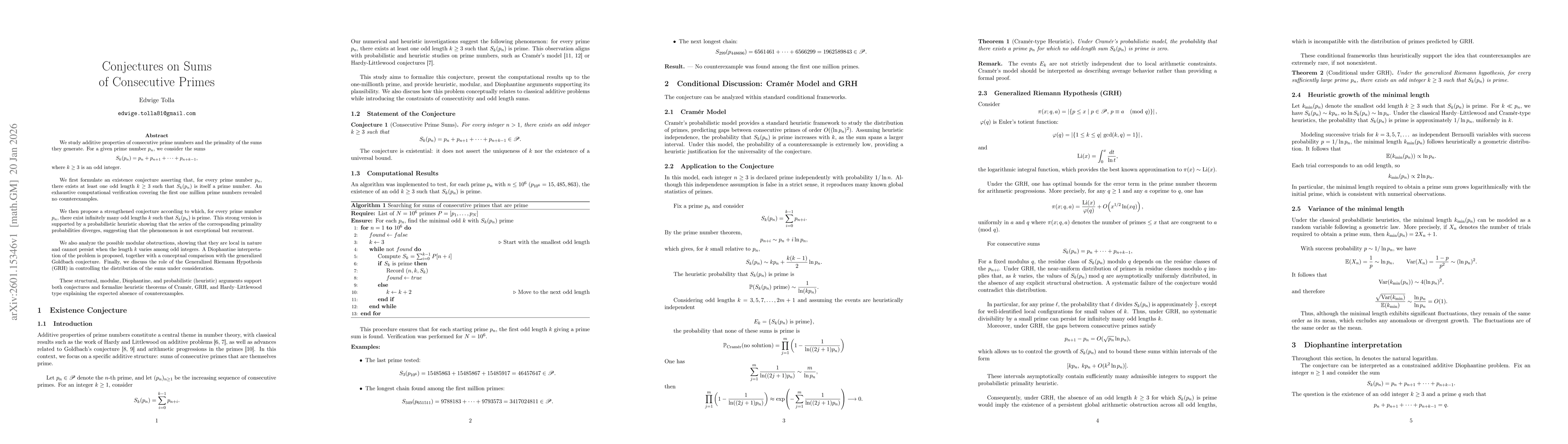 Thumbnail for Conjectures on Sums of Consecutive Primes