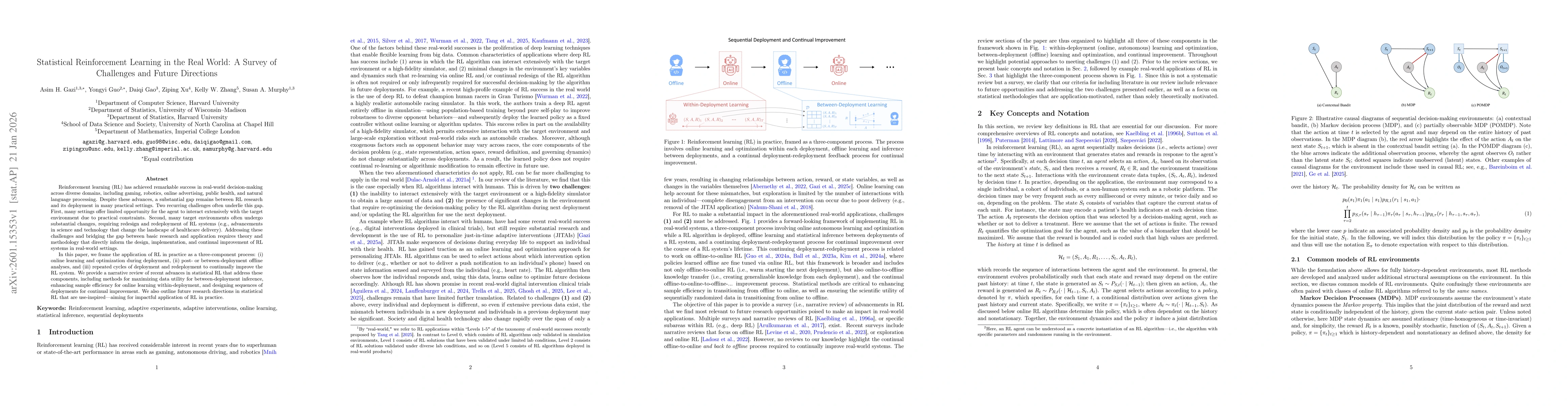 Thumbnail for Statistical Reinforcement Learning in the Real World: A Survey of Challenges and Future Directions