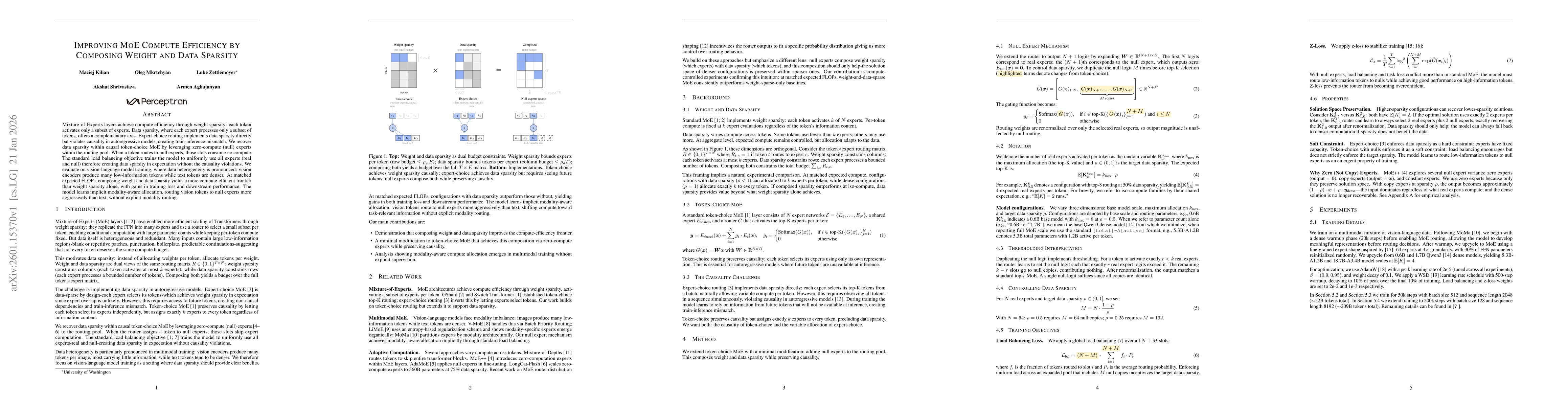 Thumbnail for Improving MoE Compute Efficiency by Composing Weight and Data Sparsity