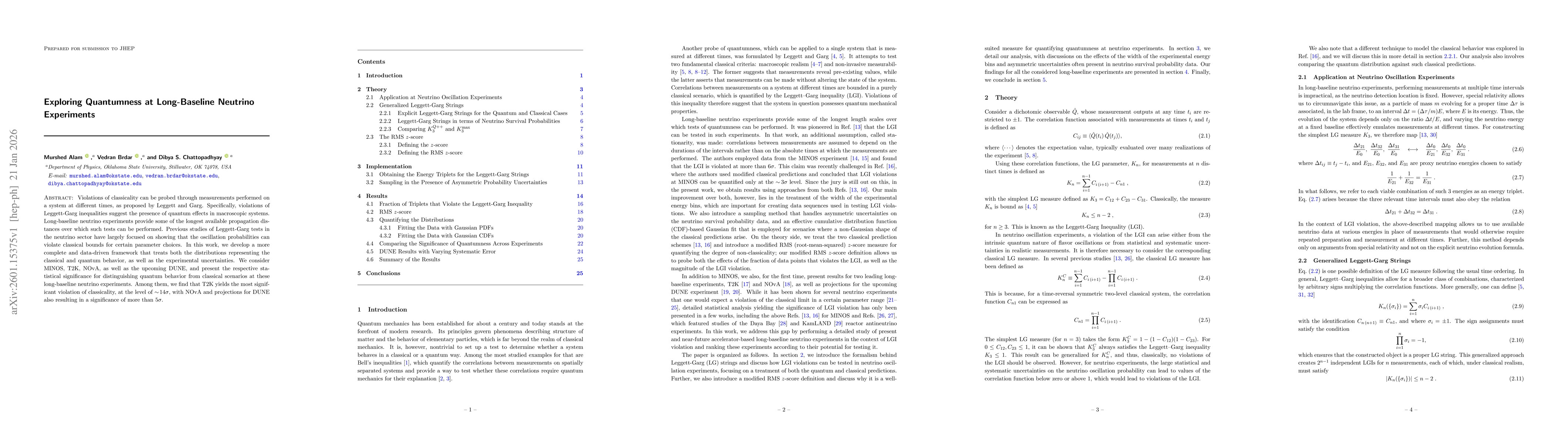Thumbnail for Exploring Quantumness at Long-Baseline Neutrino Experiments