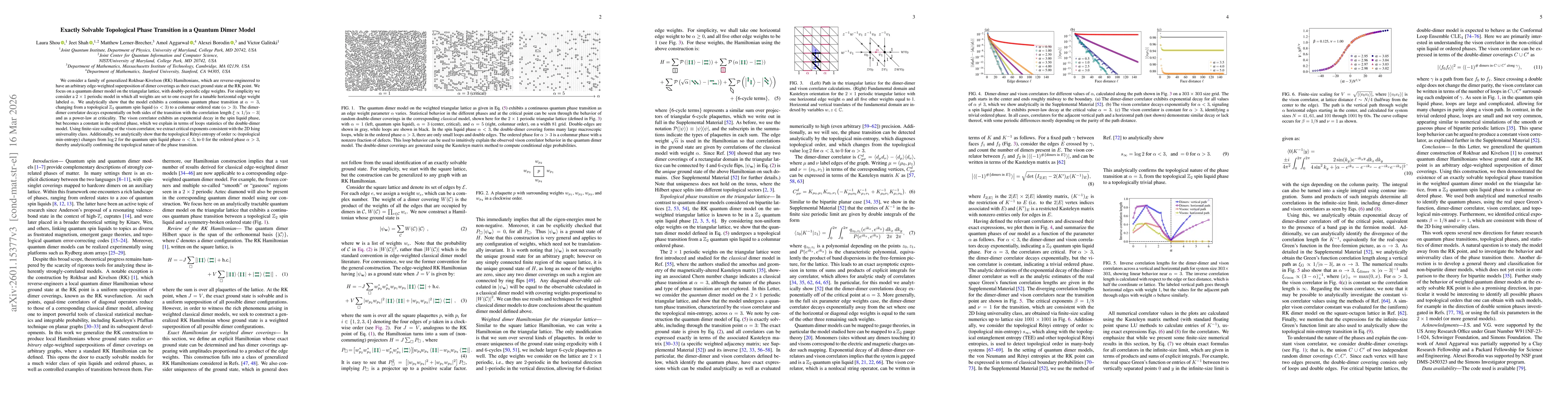 Thumbnail for Exactly solvable topological phase transition in a quantum dimer model