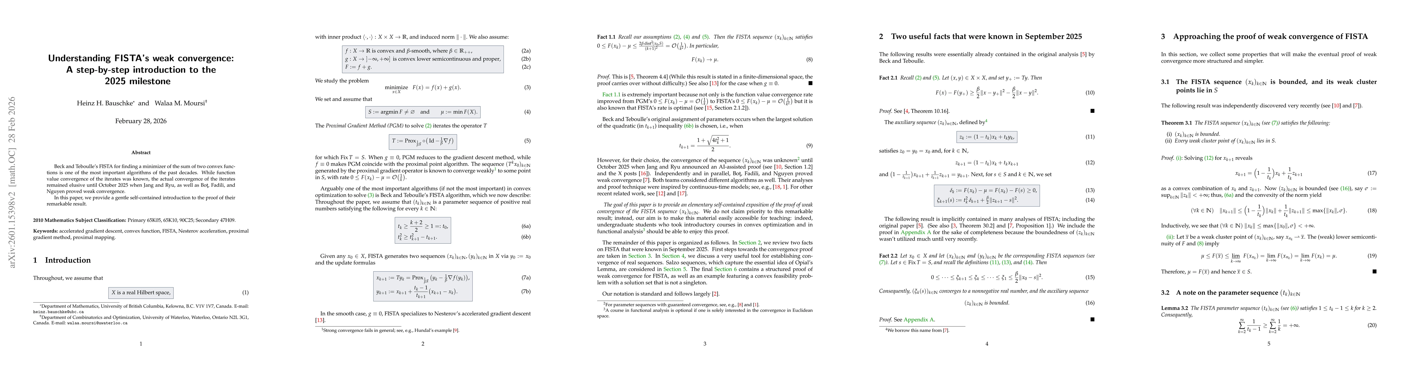 Thumbnail for Understanding FISTA's weak convergence: A step-by-step introduction to the 2025 milestone