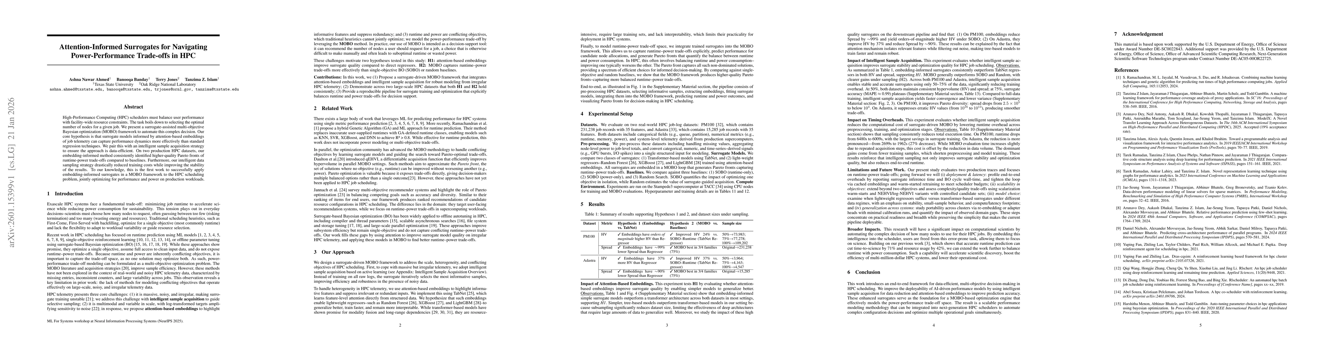Thumbnail for Attention-Informed Surrogates for Navigating Power-Performance Trade-offs in HPC