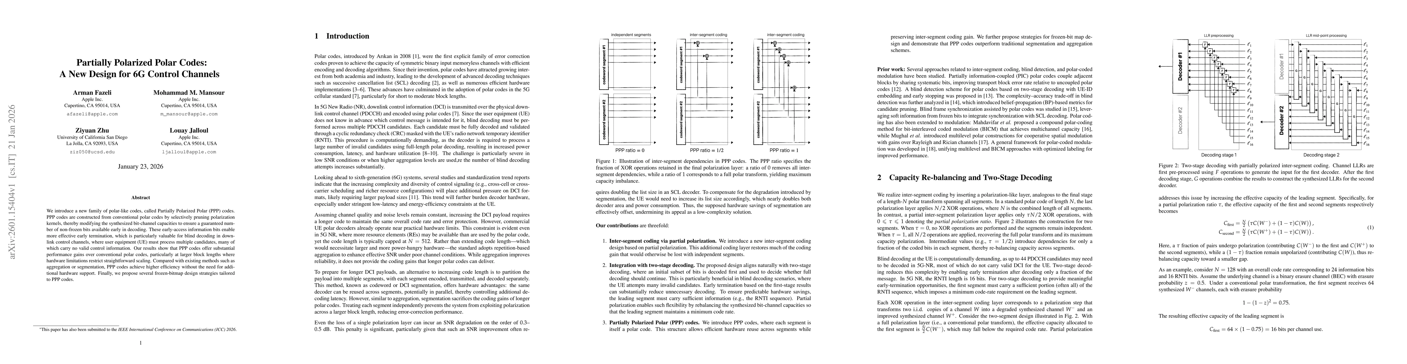 Thumbnail for Partially Polarized Polar Codes: A New Design for 6G Control Channels