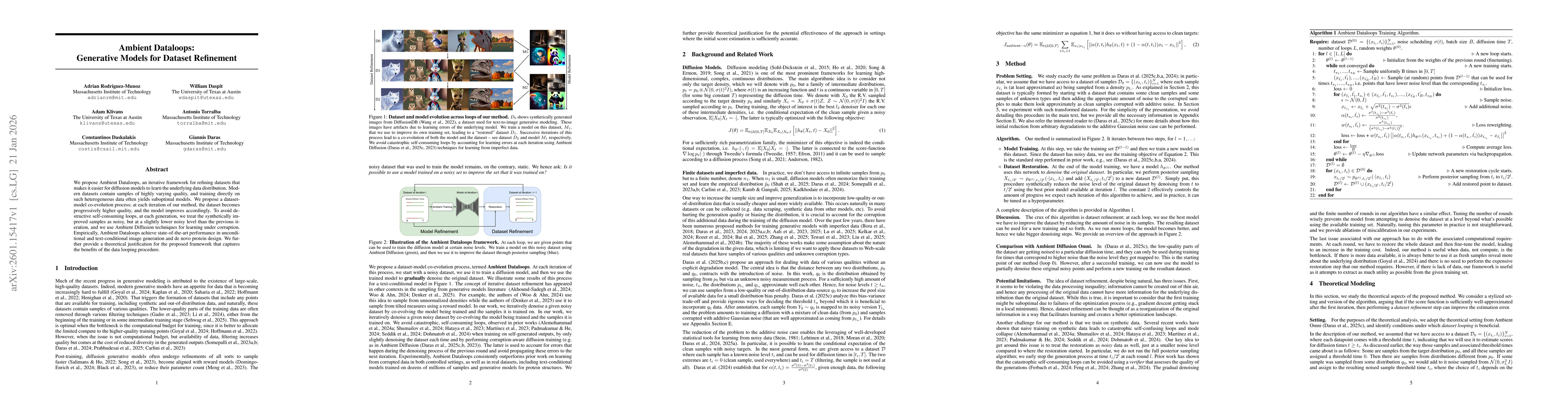 Thumbnail for Ambient Dataloops: Generative Models for Dataset Refinement