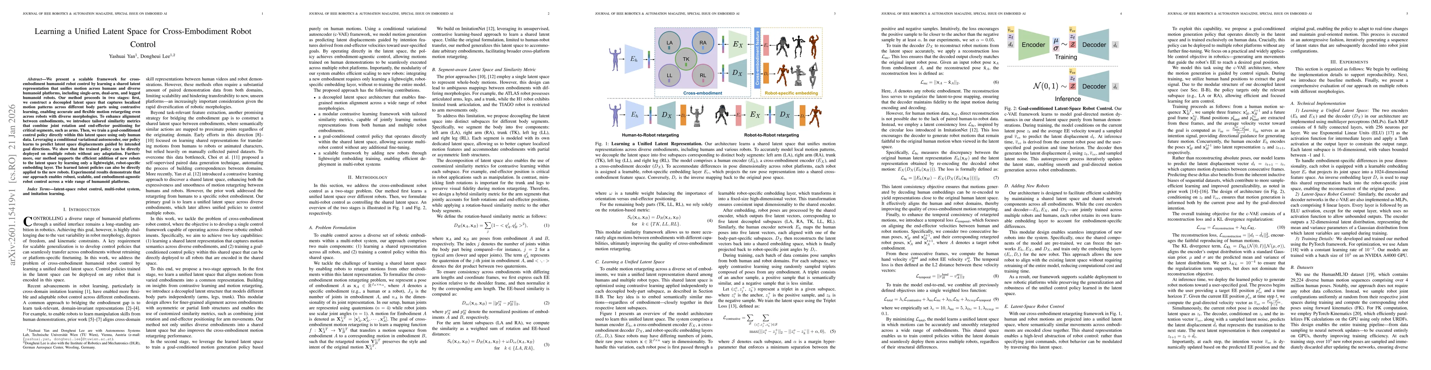 Thumbnail for Learning a Unified Latent Space for Cross-Embodiment Robot Control