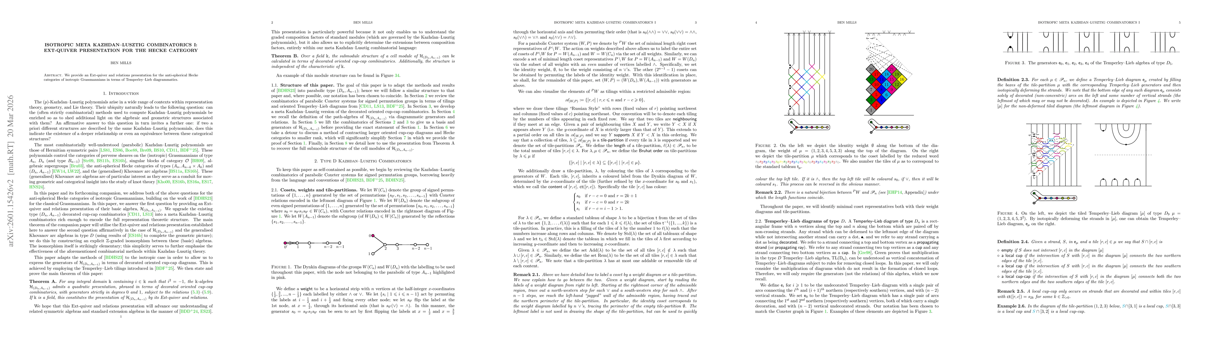 Thumbnail for Isotropic meta Kazhdan--Lusztig combinatorics I: Ext-quiver presentation for the Hecke category
