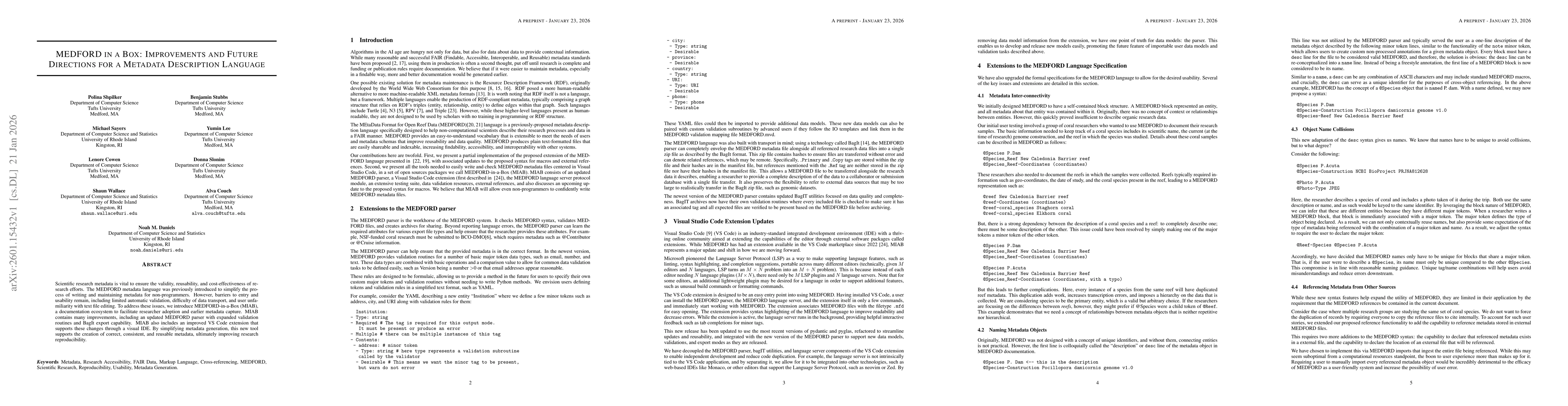 Thumbnail for MEDFORD in a Box: Improvements and Future Directions for a Metadata Description Language
