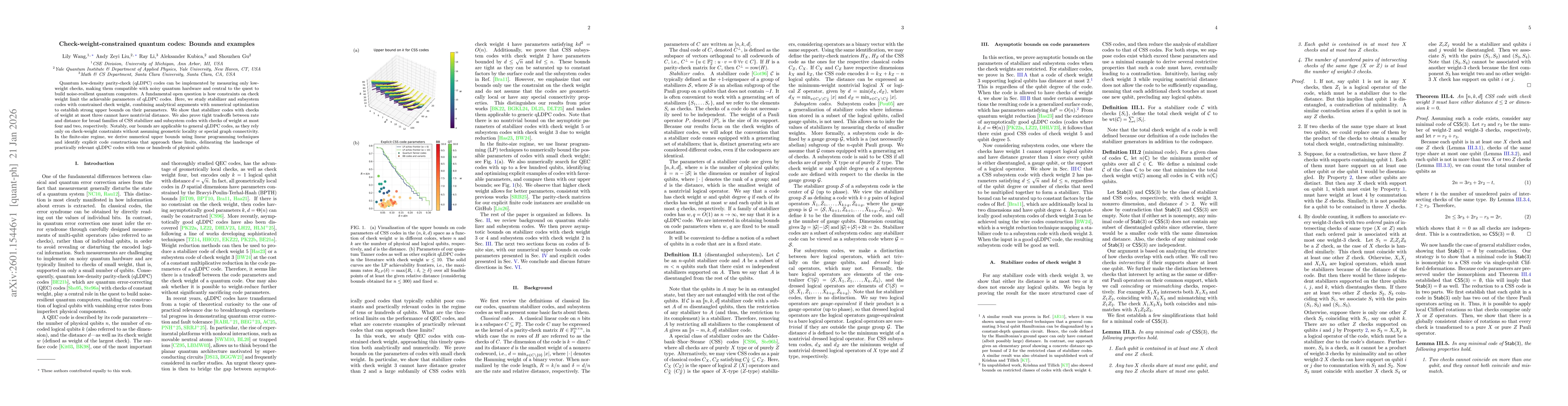 Thumbnail for Check-weight-constrained quantum codes: Bounds and examples