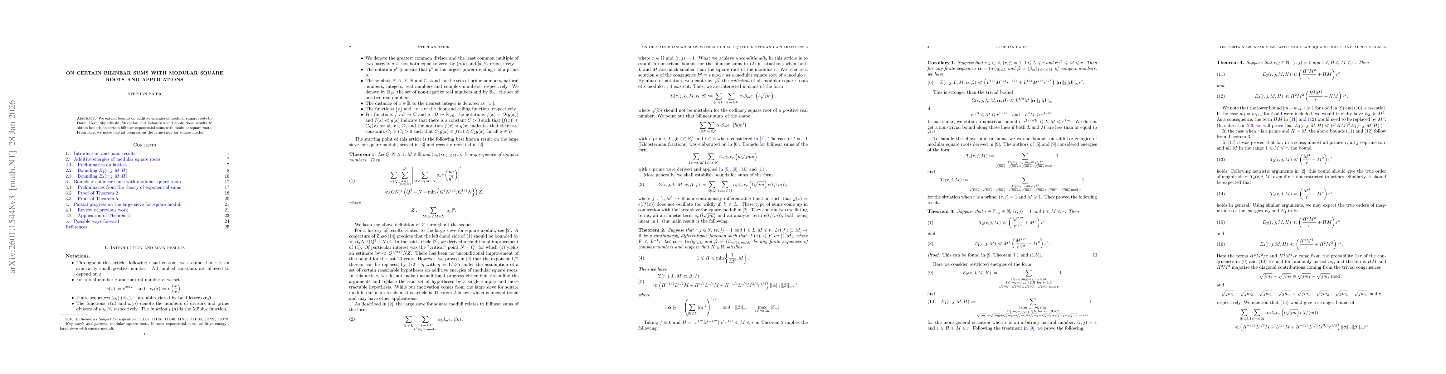 Thumbnail for On certain bilinear sums with modular square roots and applications