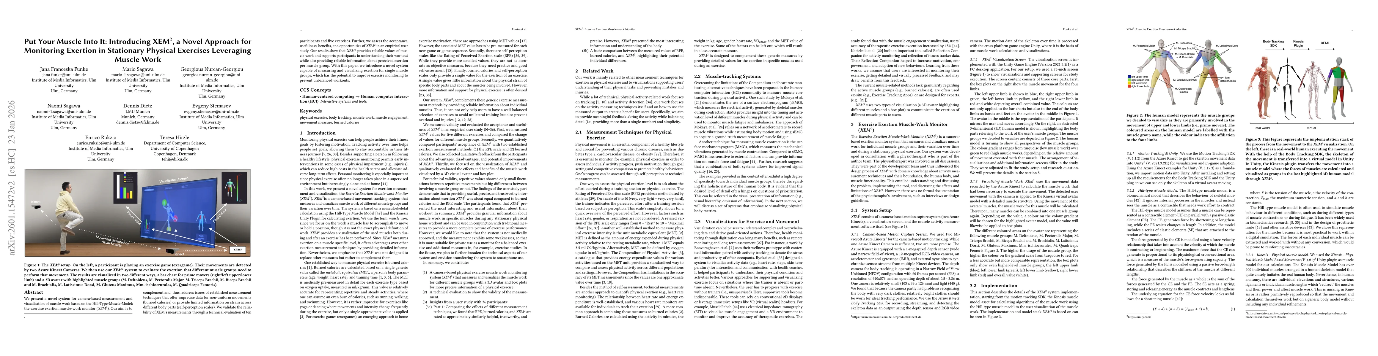 Thumbnail for Put Your Muscle Into It: Introducing XEM2, a Novel Approach for Monitoring Exertion in Stationary Physical Exercises Leveraging Muscle Work