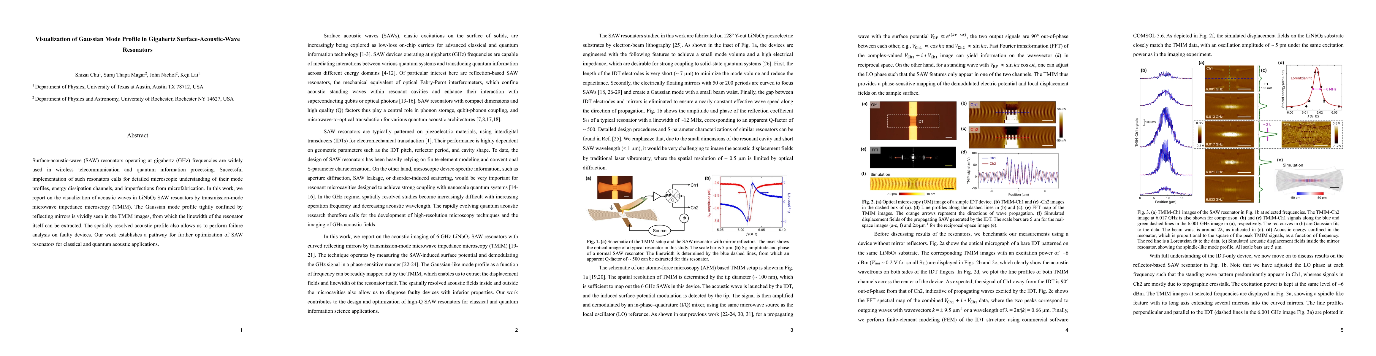 Thumbnail for Visualization of Gaussian Mode Profile in Gigahertz Surface-Acoustic-Wave Resonators