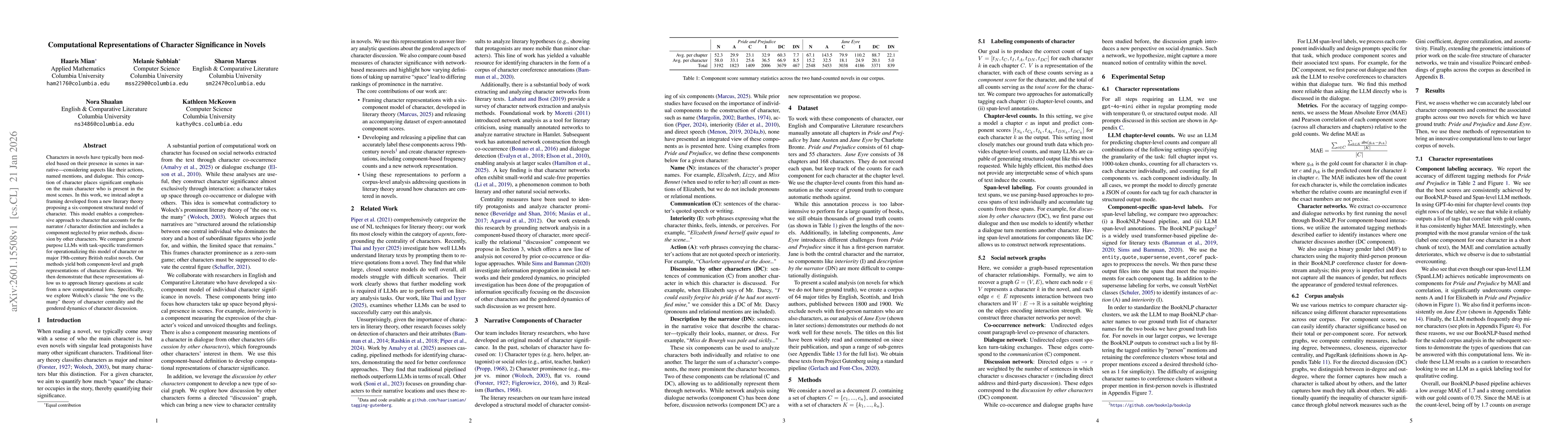 Thumbnail for Computational Representations of Character Significance in Novels