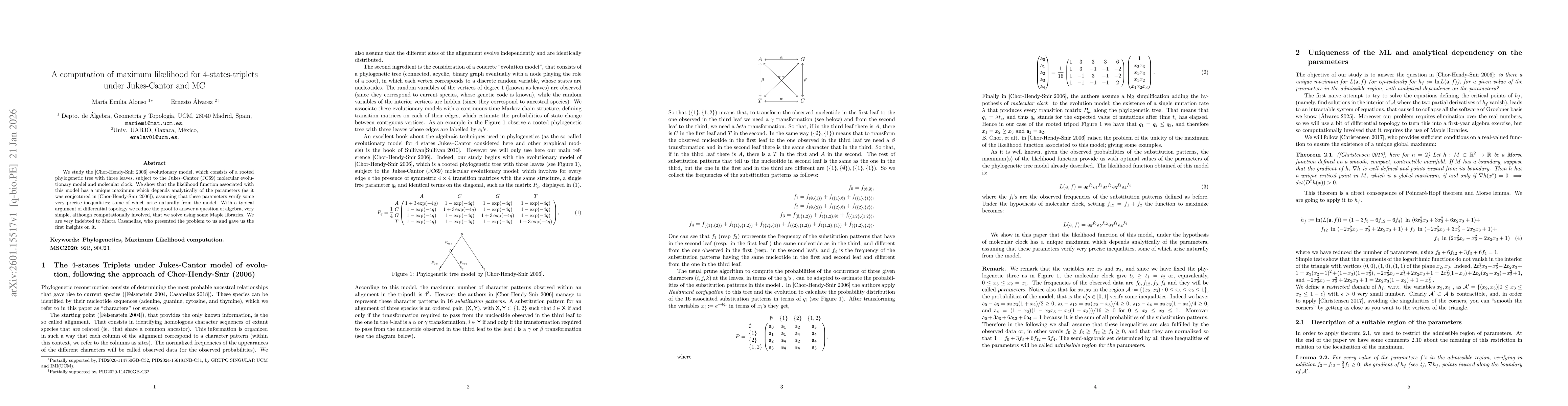 Thumbnail for A computation of maximum likelihood for 4-states-triplets under Jukes-Cantor and MC