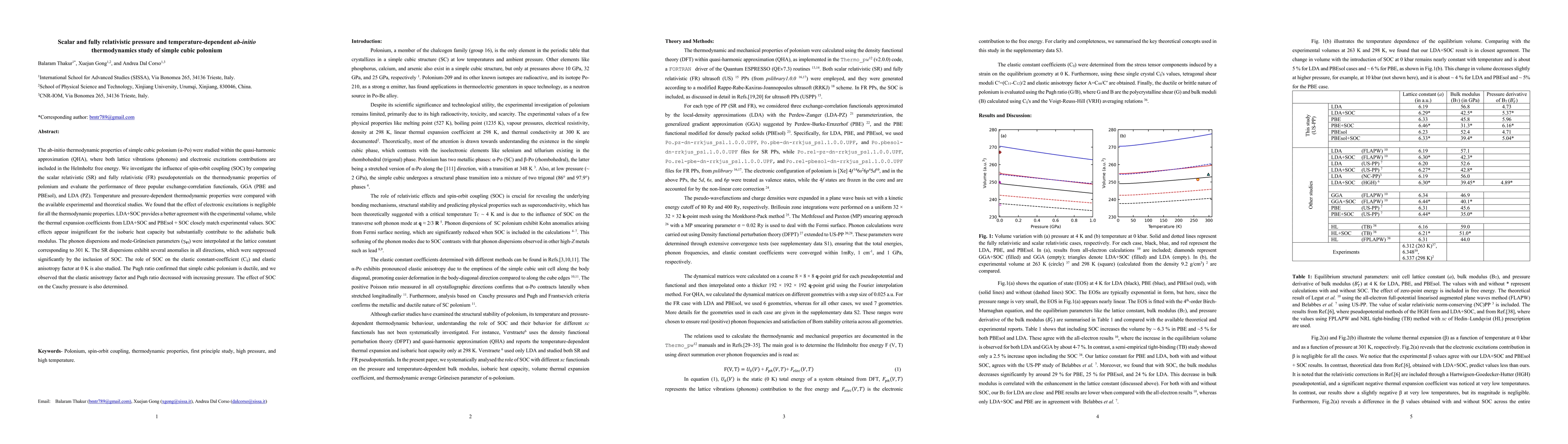 Thumbnail for Scalar and fully relativistic pressure and temperature-dependent ab-initio thermodynamics study of simple cubic polonium