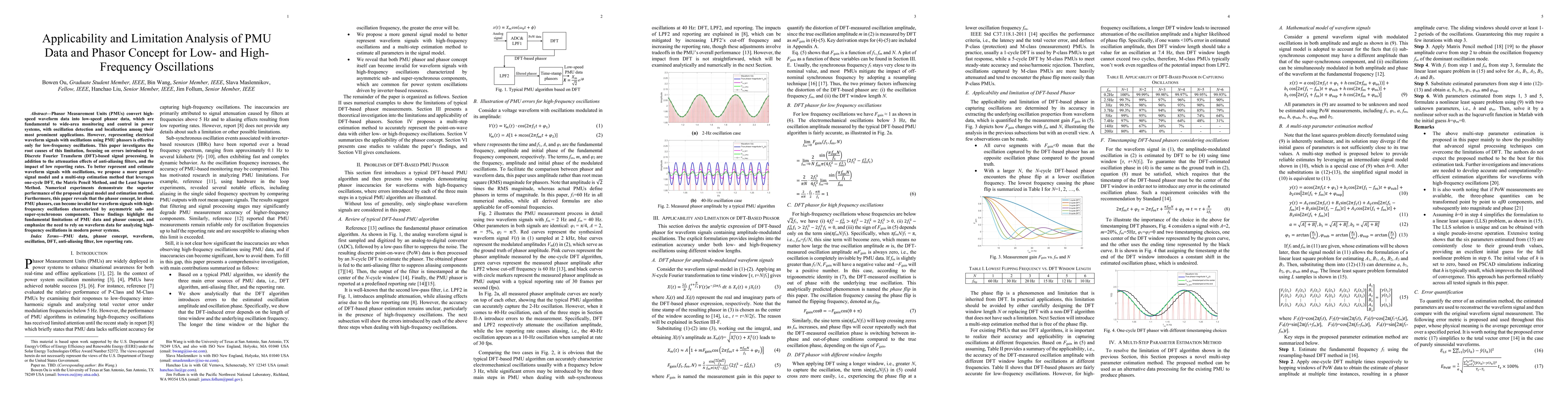 Thumbnail for Applicability and Limitation Analysis of PMU Data and Phasor Concept for Low- and High- Frequency Oscillations