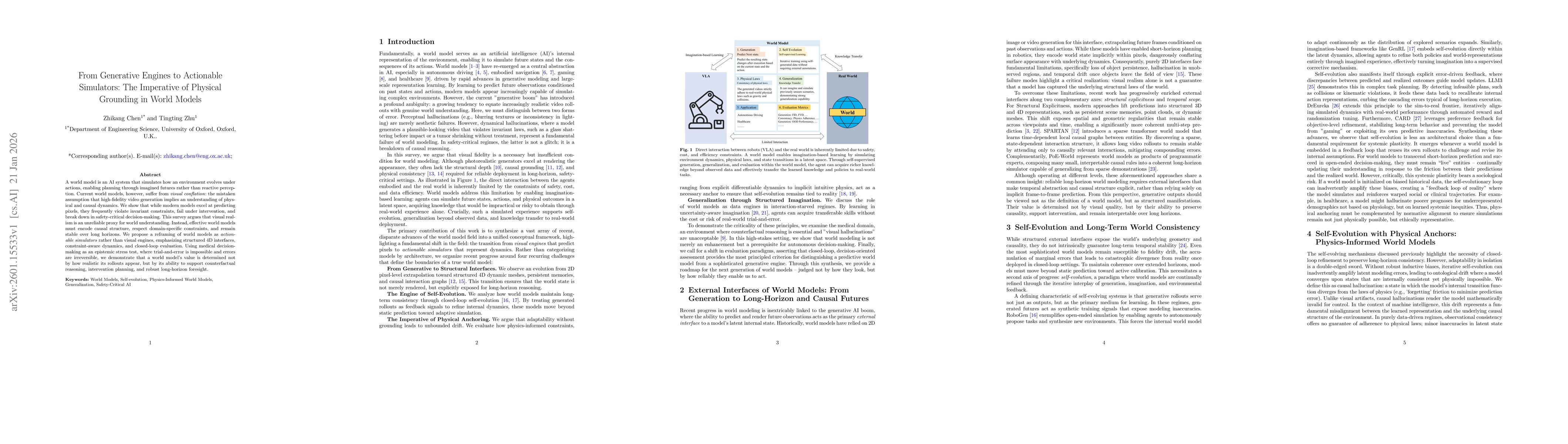 Thumbnail for From Generative Engines to Actionable Simulators: The Imperative of Physical Grounding in World Models