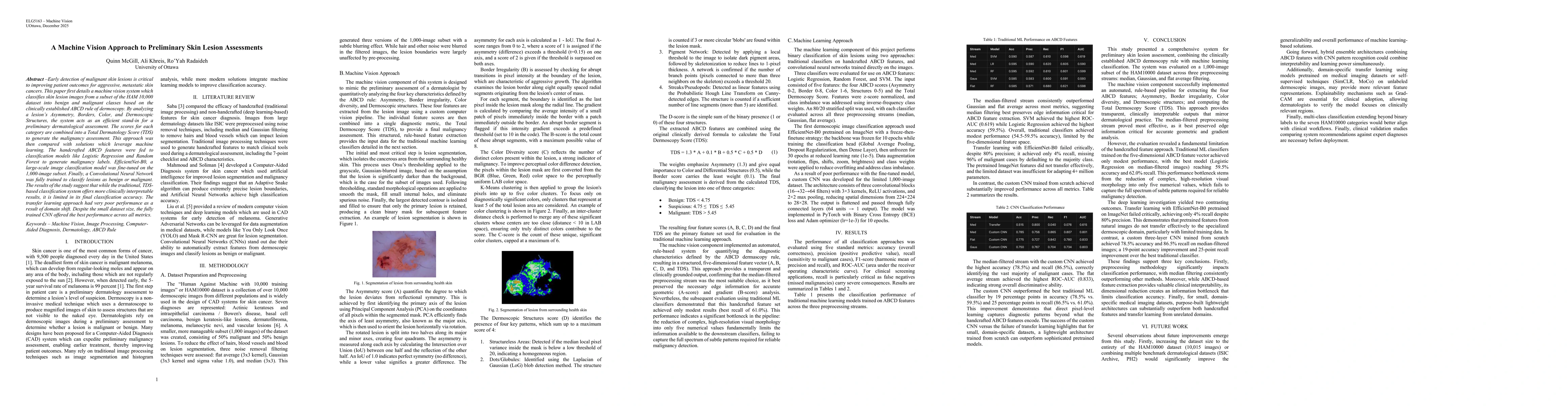 Thumbnail for A Machine Vision Approach to Preliminary Skin Lesion Assessments