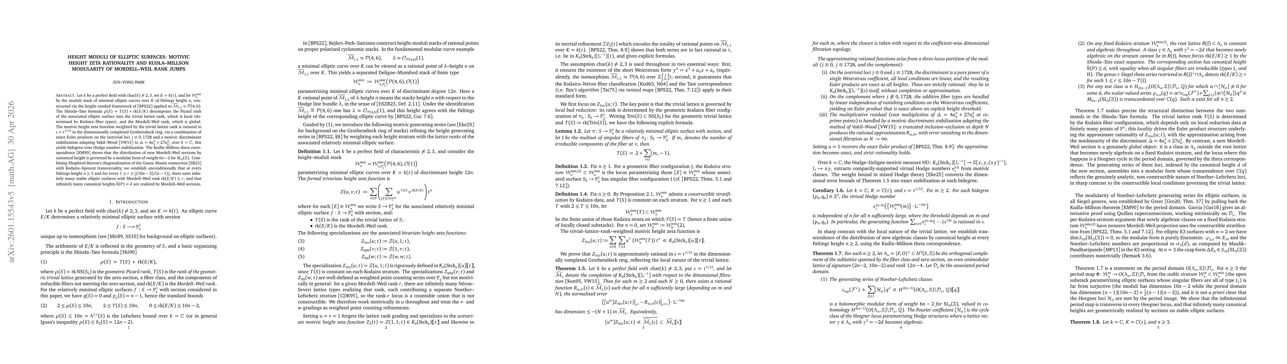 Thumbnail for Rationality of the trivial lattice rank weighted motivic height zeta function for elliptic surfaces