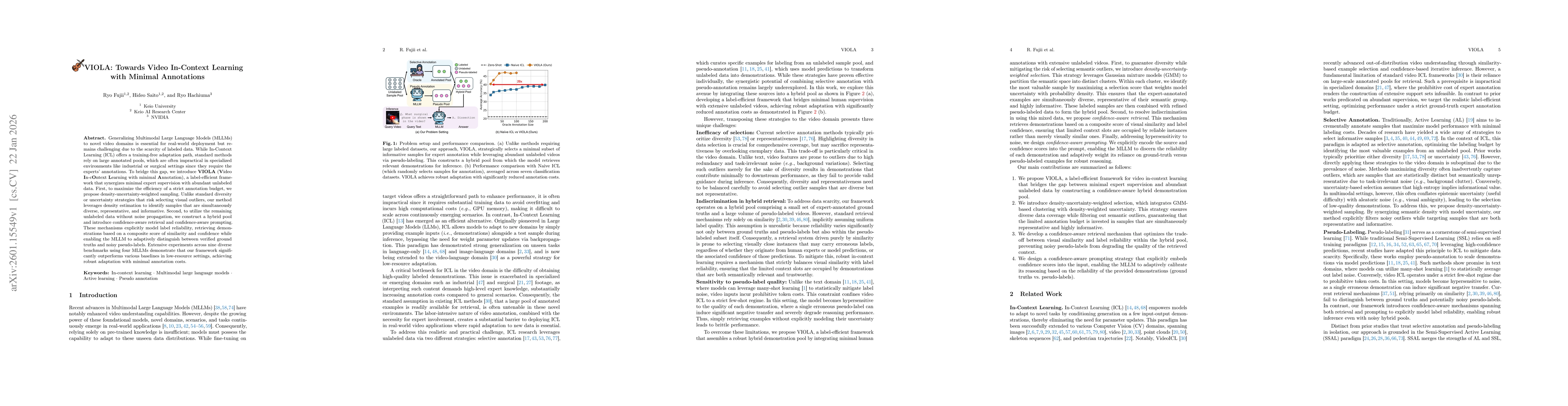 Thumbnail for VIOLA: Towards Video In-Context Learning with Minimal Annotations