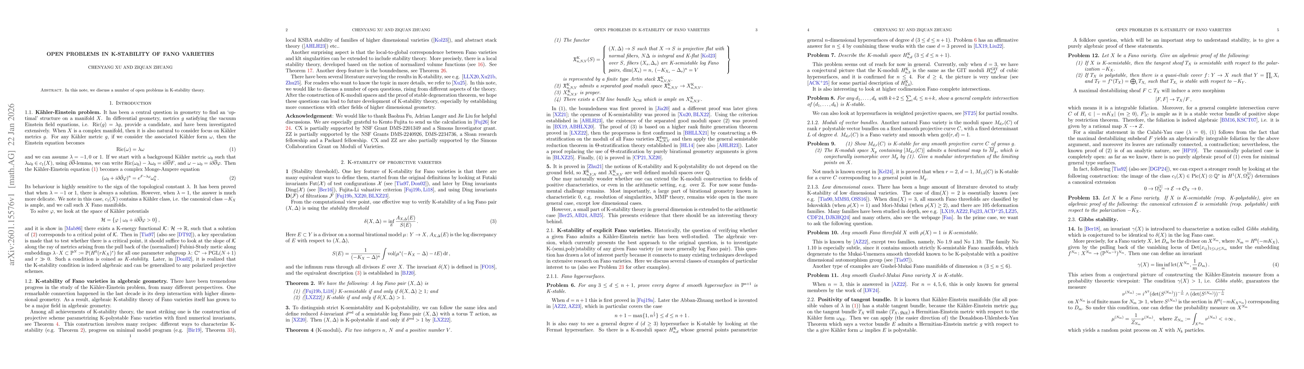 Thumbnail for Open problems in K-stability of Fano varieties