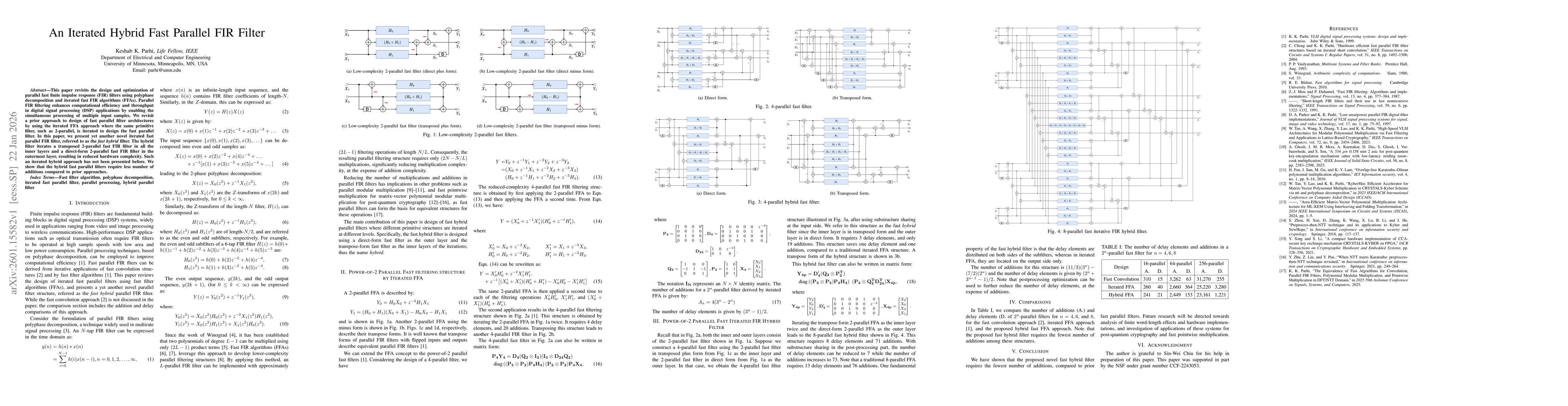 Thumbnail for An Iterated Hybrid Fast Parallel FIR Filter