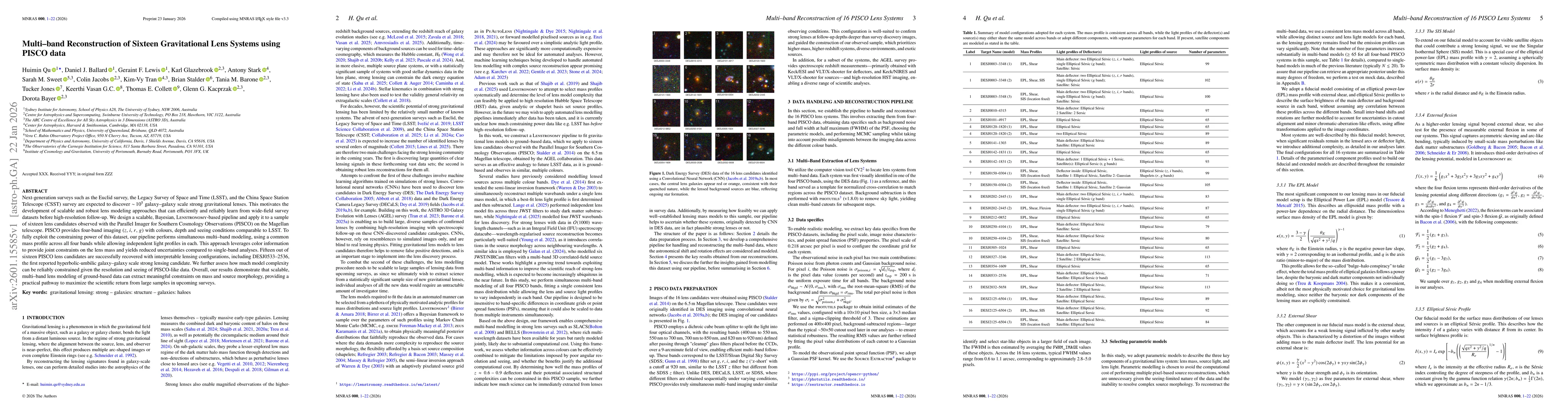Thumbnail for Multi-band Reconstruction of Sixteen Gravitational Lens Systems using PISCO data