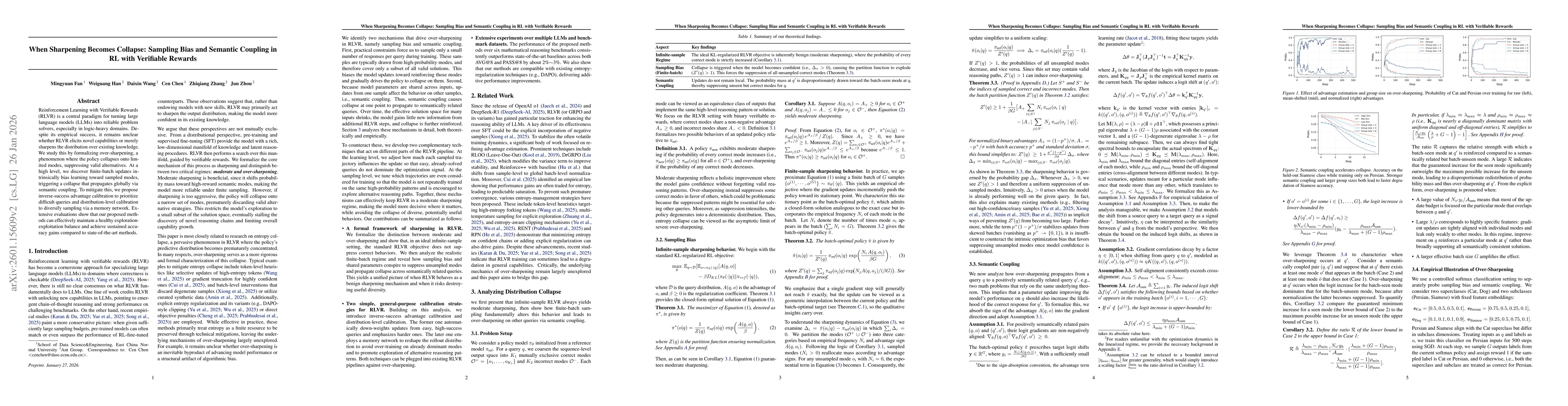 Thumbnail for When Sharpening Becomes Collapse: Sampling Bias and Semantic Coupling in RL with Verifiable Rewards