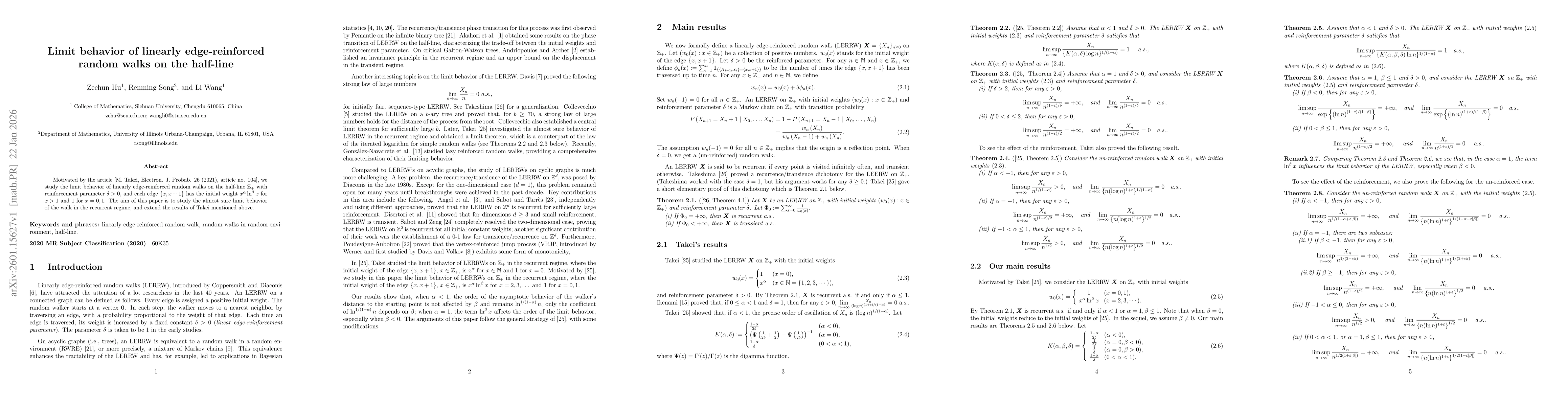 Thumbnail for Limit behavior of linearly edge-reinforced random walks on the half-line