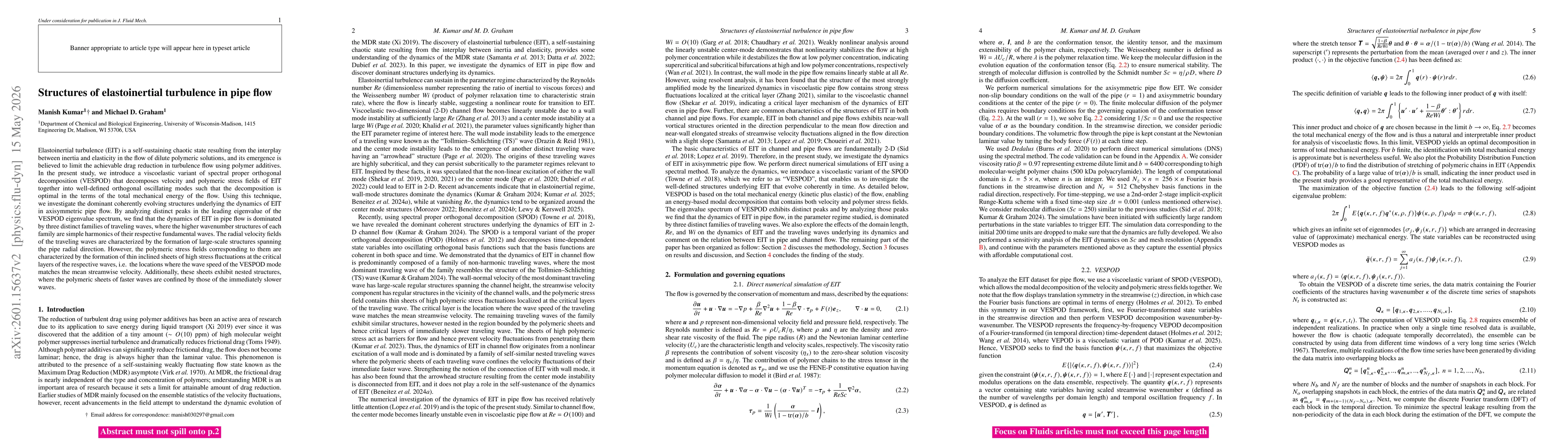 Thumbnail for Structures of elastoinertial turbulence in pipe flow