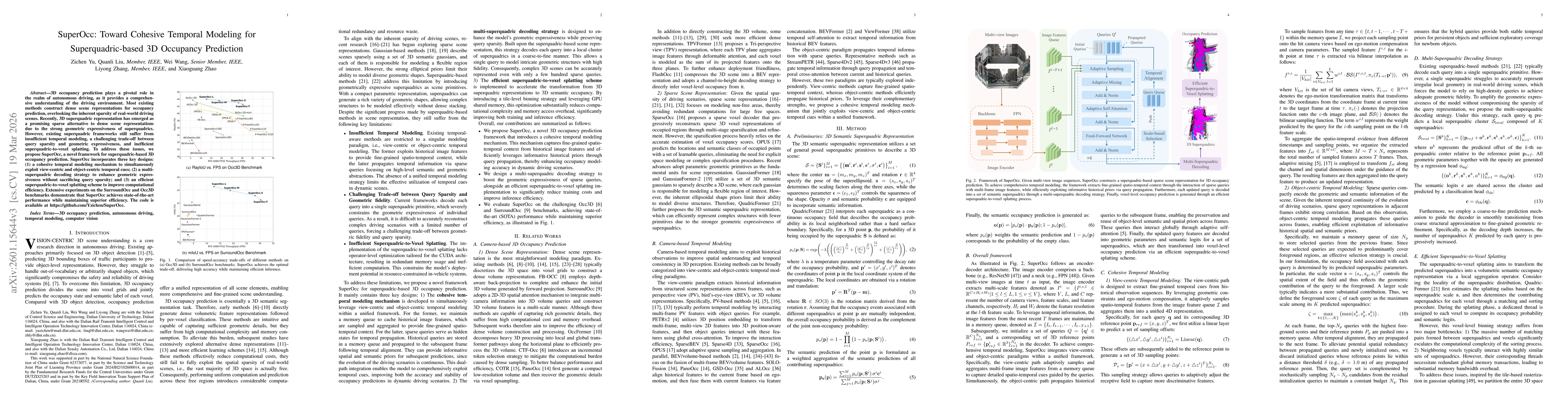 Thumbnail for SuperOcc: Toward Cohesive Temporal Modeling for Superquadric-based Occupancy Prediction