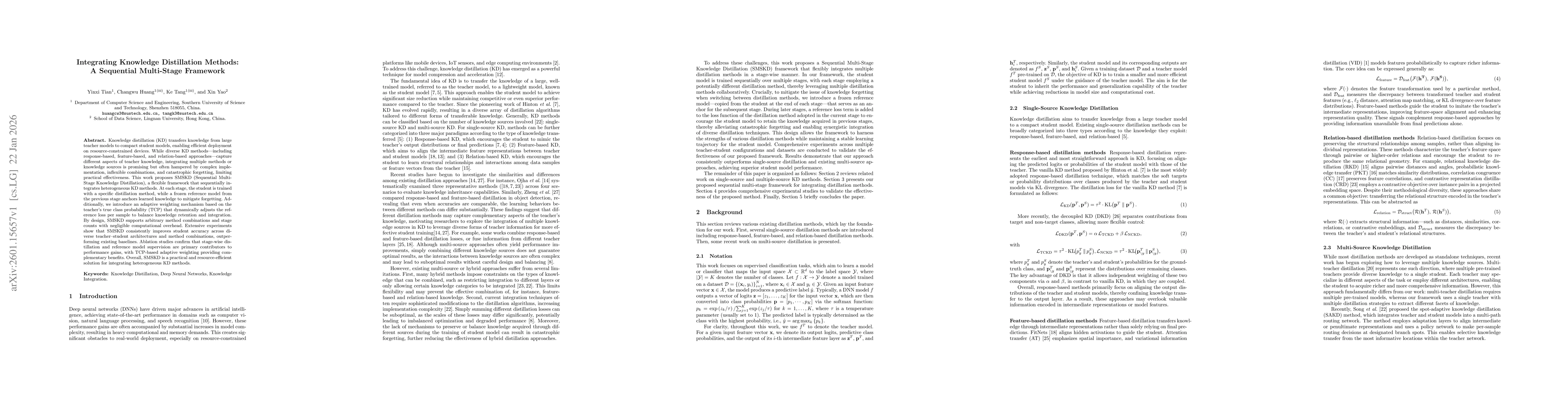 Thumbnail for Integrating Knowledge Distillation Methods: A Sequential Multi-Stage Framework