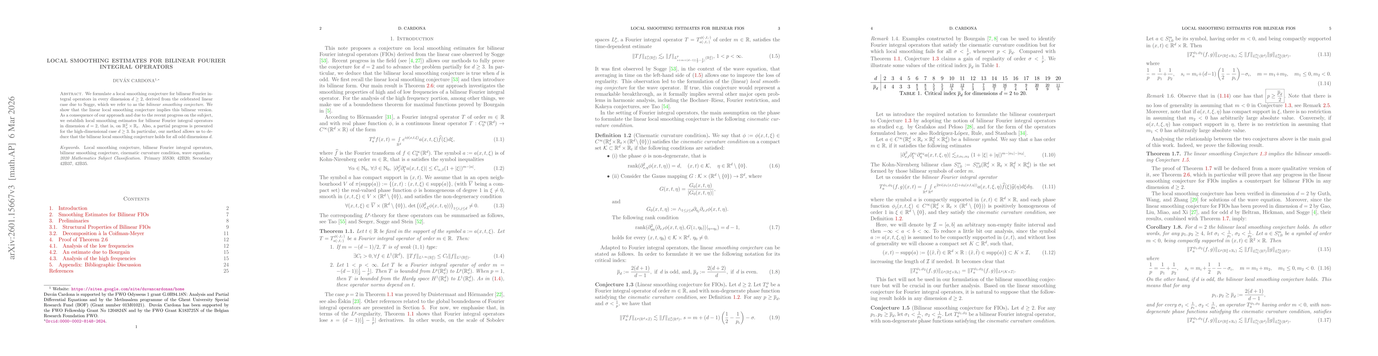 Thumbnail for Local smoothing estimates for bilinear Fourier integral operators