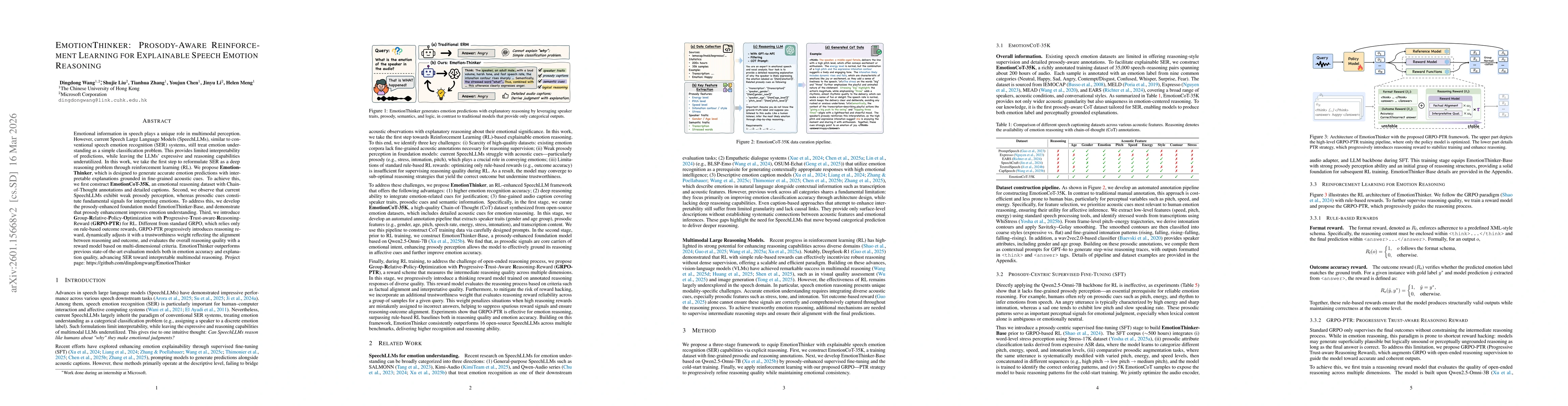 Thumbnail for EmotionThinker: Prosody-Aware Reinforcement Learning for Explainable Speech Emotion Reasoning