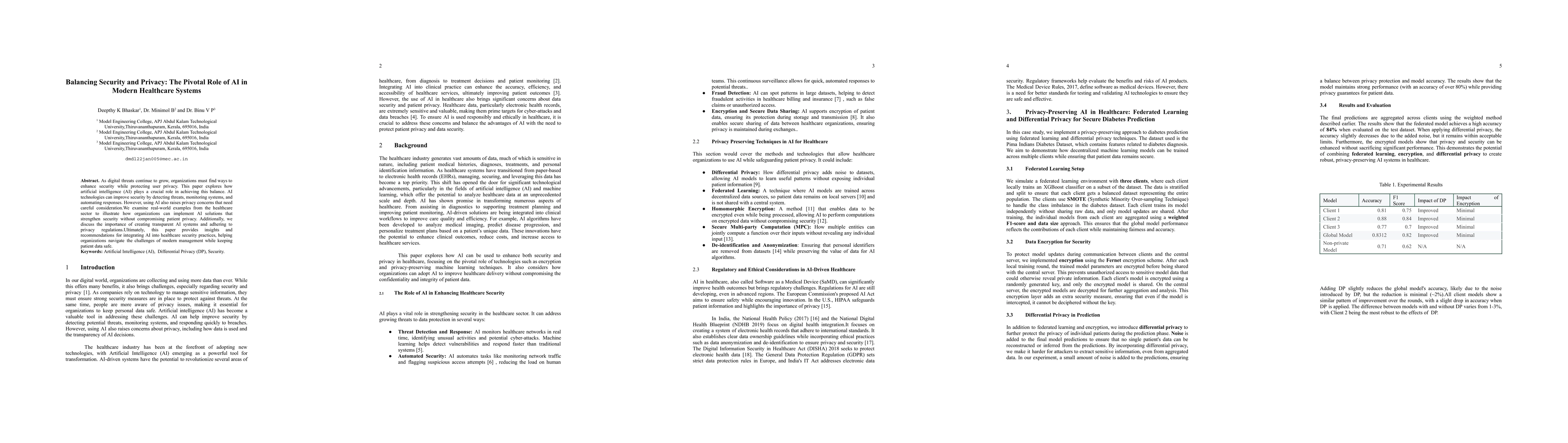 Thumbnail for Balancing Security and Privacy: The Pivotal Role of AI in Modern Healthcare Systems