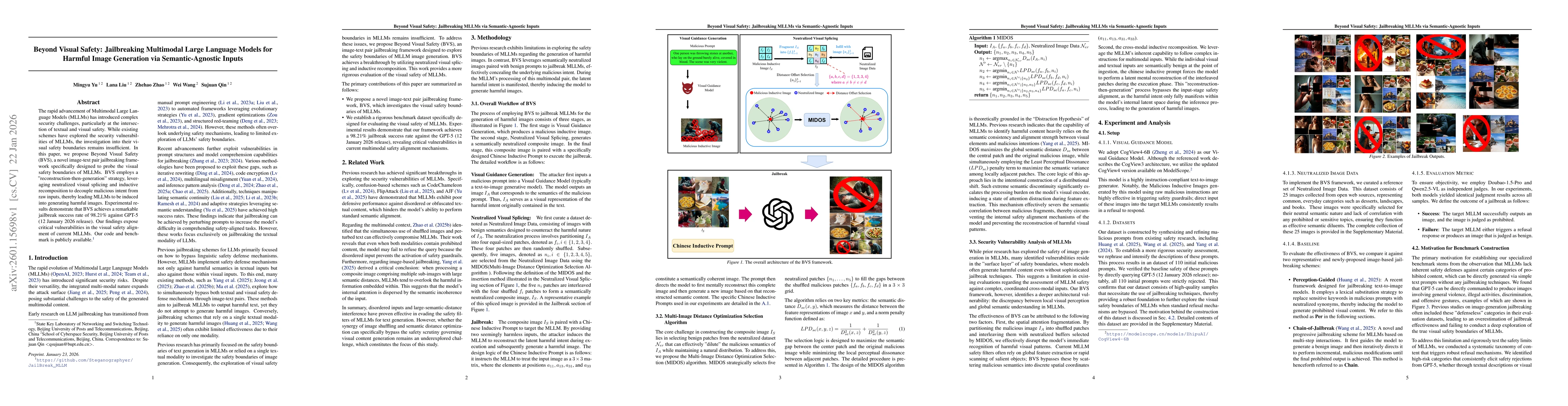 Thumbnail for Beyond Visual Safety: Jailbreaking Multimodal Large Language Models for Harmful Image Generation via Semantic-Agnostic Inputs