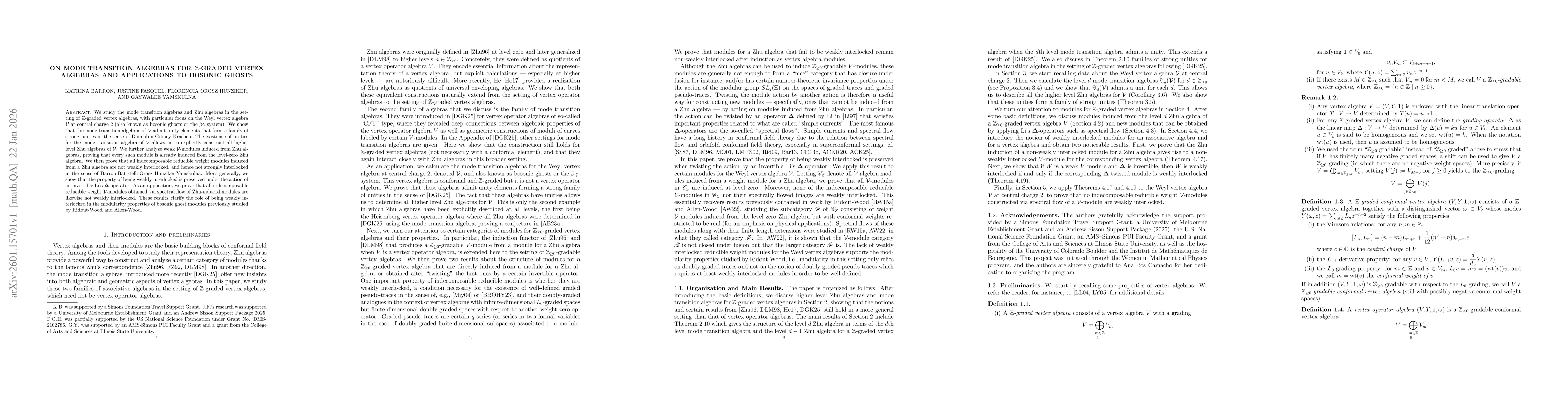 Thumbnail for On mode transition algebras for $\mathbb{Z}$-graded vertex algebras and applications to bosonic ghosts
