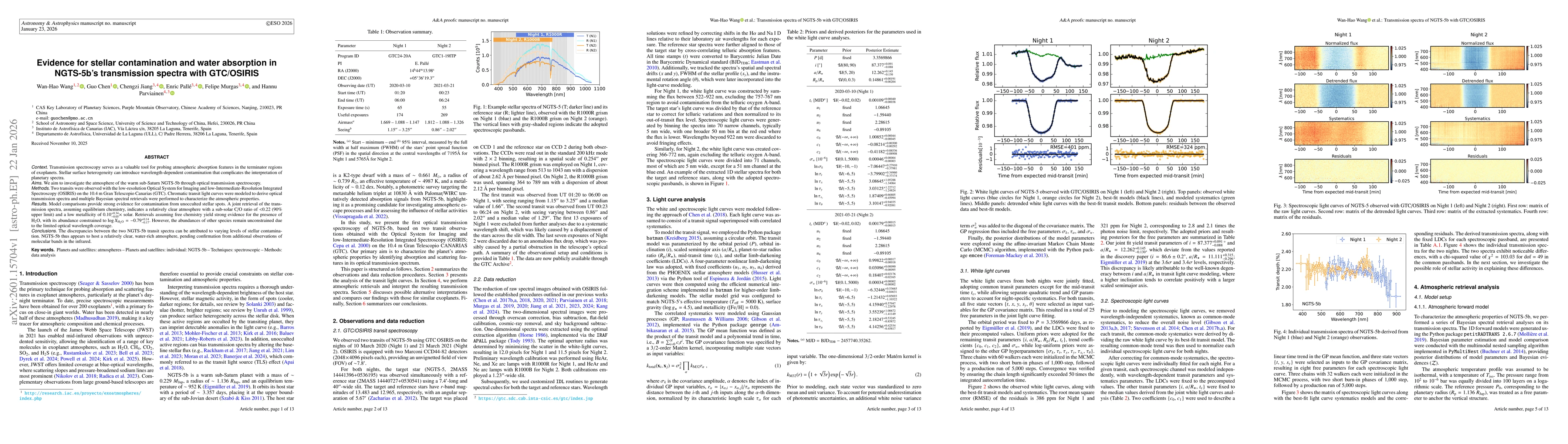Thumbnail for Evidence for stellar contamination and water absorption in NGTS-5b's transmission spectra with GTC/OSIRIS