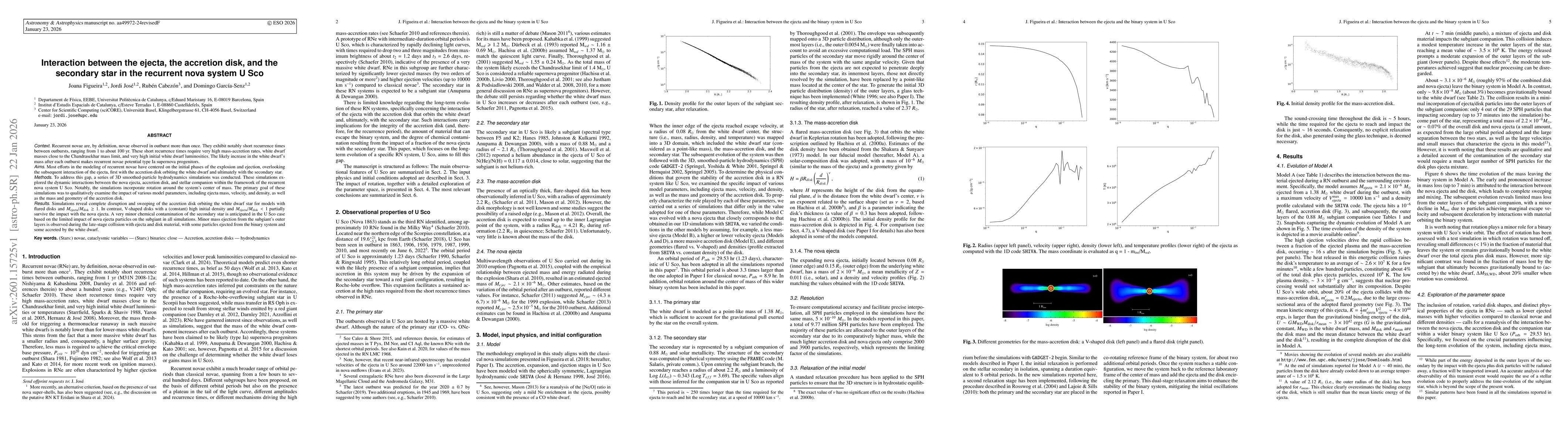 Thumbnail for Interaction between the ejecta, the accretion disk, and the secondary star in the recurrent nova system U Sco