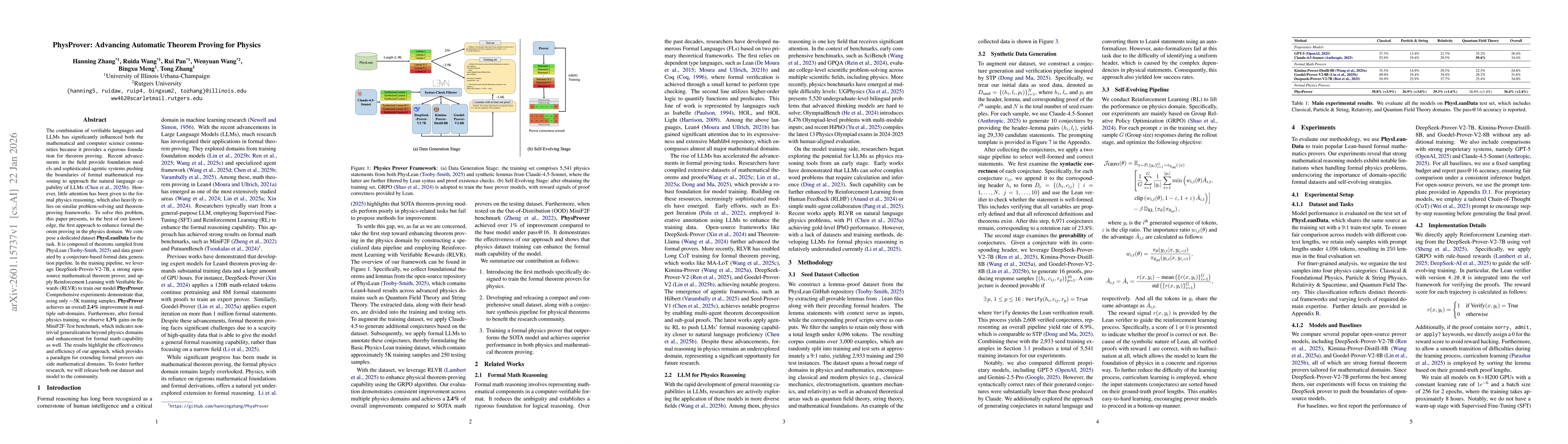 Thumbnail for PhysProver: Advancing Automatic Theorem Proving for Physics