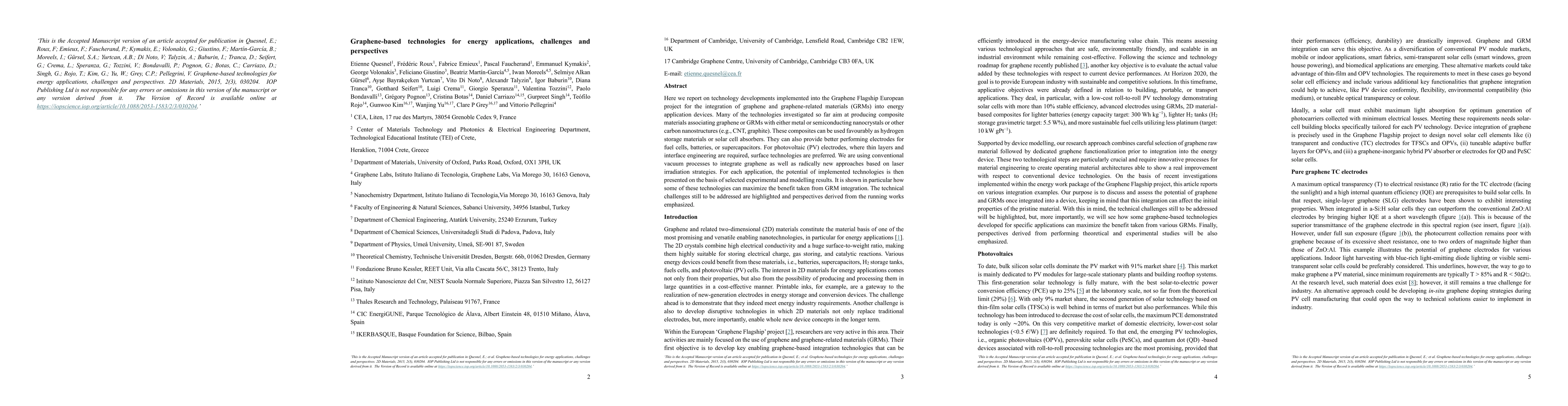 Thumbnail for Graphene-based technologies for energy applications, challenges and perspectives